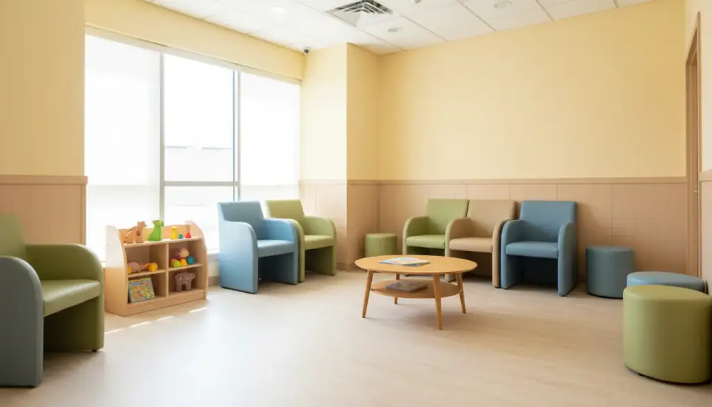 A pediatric waiting area set up for children